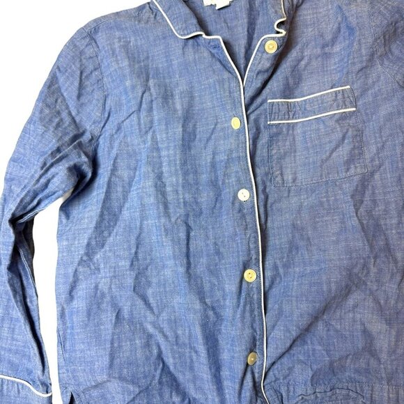 LOVE by Gap Cotton Flannel Two Piece Sleepwear‎  Light Blue w/White Piping SMALL - Picture 5 of 8